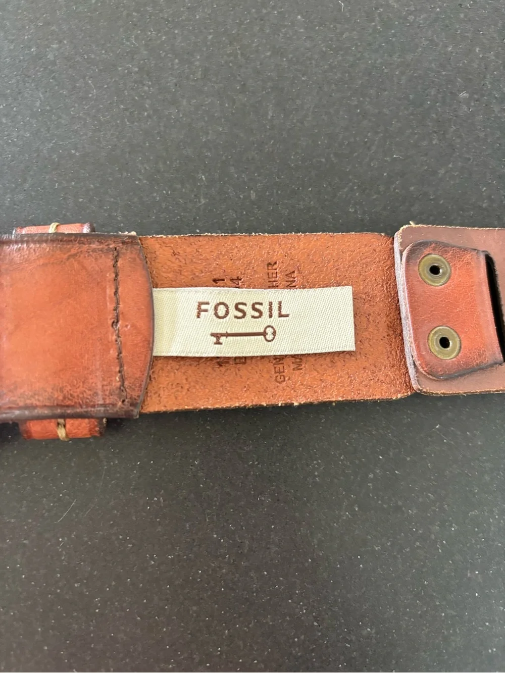 Fossil Patchwork Genuine Leather Belt Multicolored Brass Buckle Unique Cowboy M